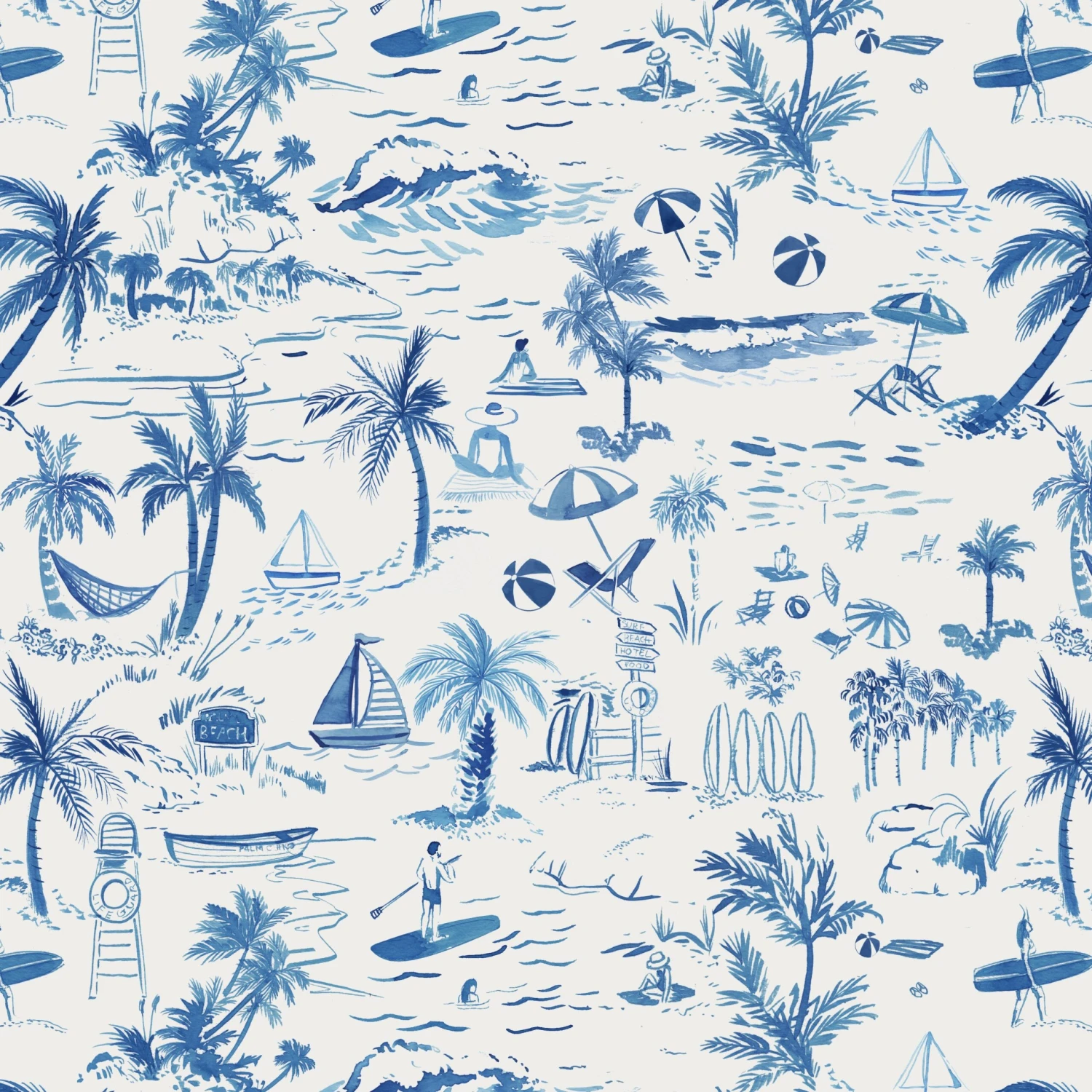 Beach Toile Outdoor Pillow 6 Beach Toile Outdoor Pillow - Image 4