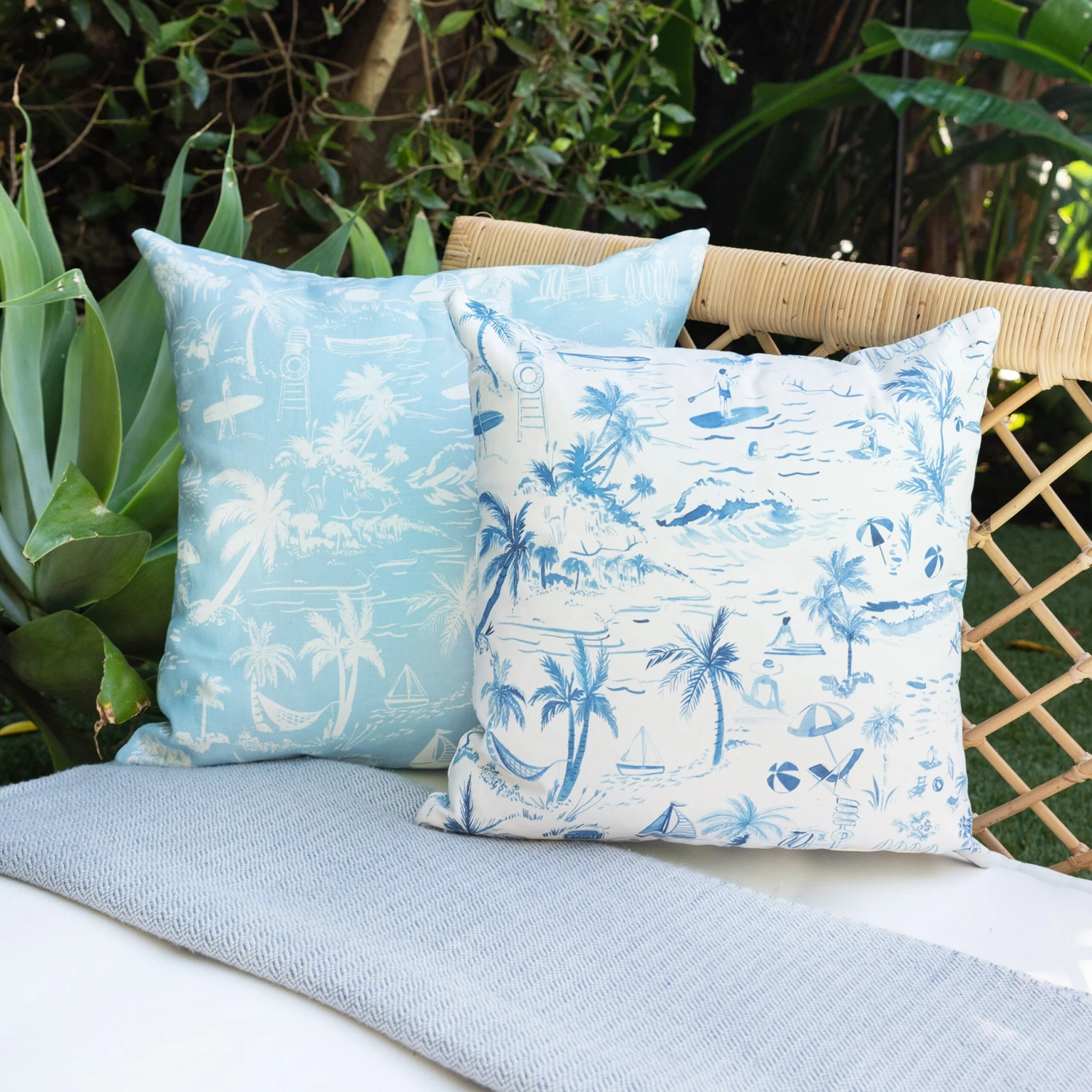 Beach Toile Outdoor Pillow 7 Beach Toile Outdoor Pillow - Image 5