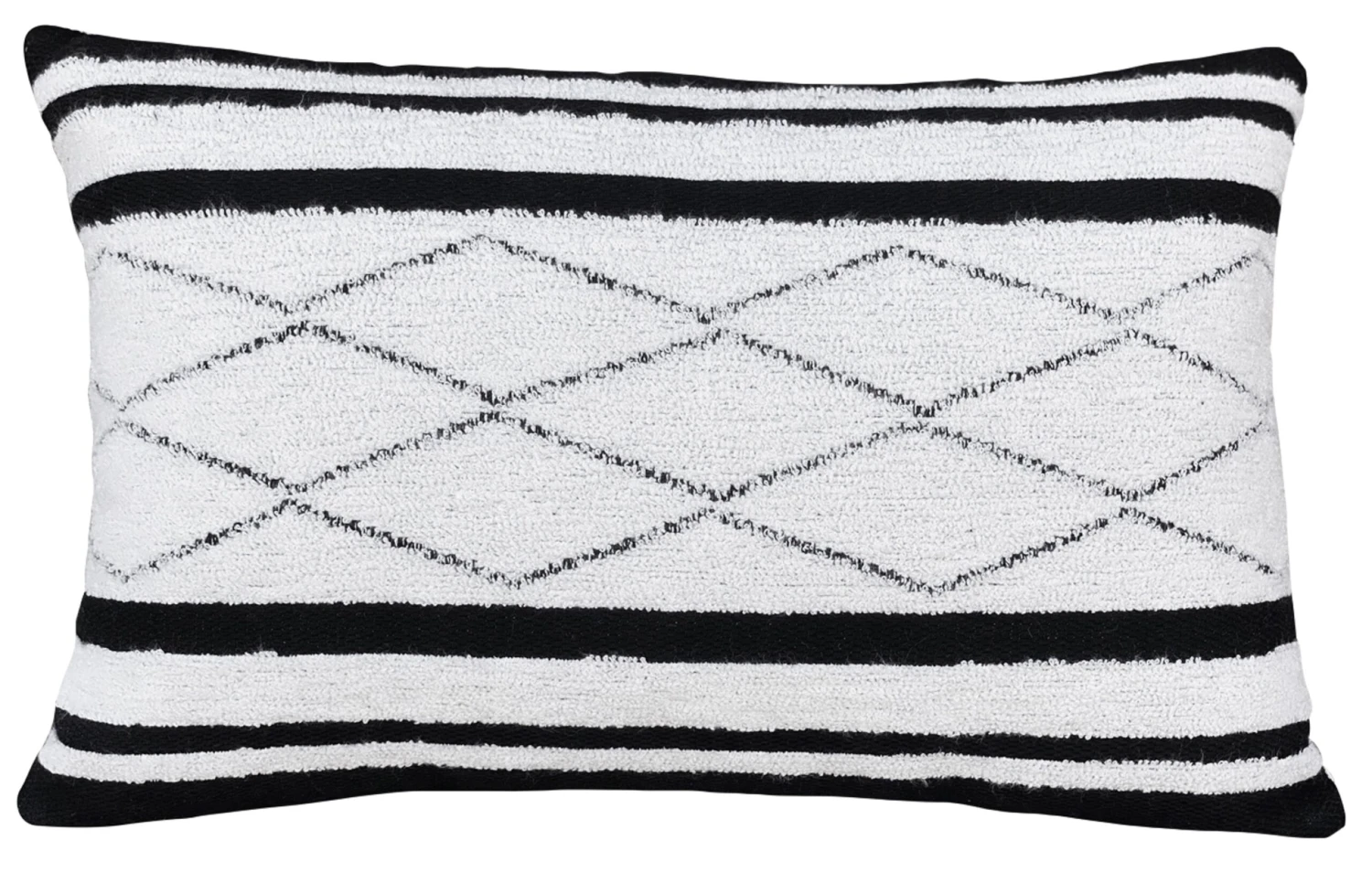 Levi Outdoor Lumbar Pillow, Black/White 3 Levi Outdoor Lumbar Pillow, Black/White