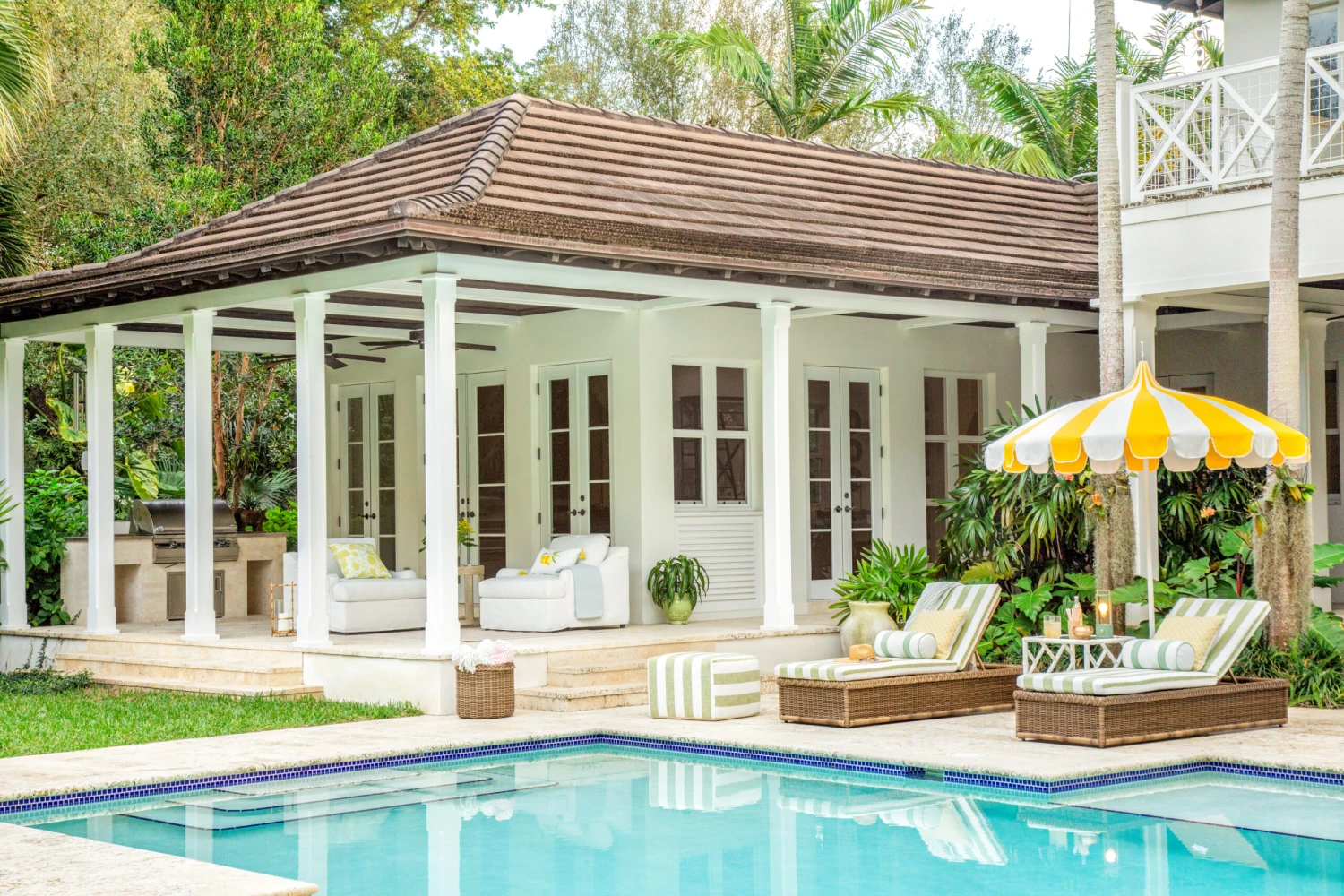 Pagoda Patio Umbrella, Aruba/White 6 Pagoda Patio Umbrella, Aruba/White - Image 4