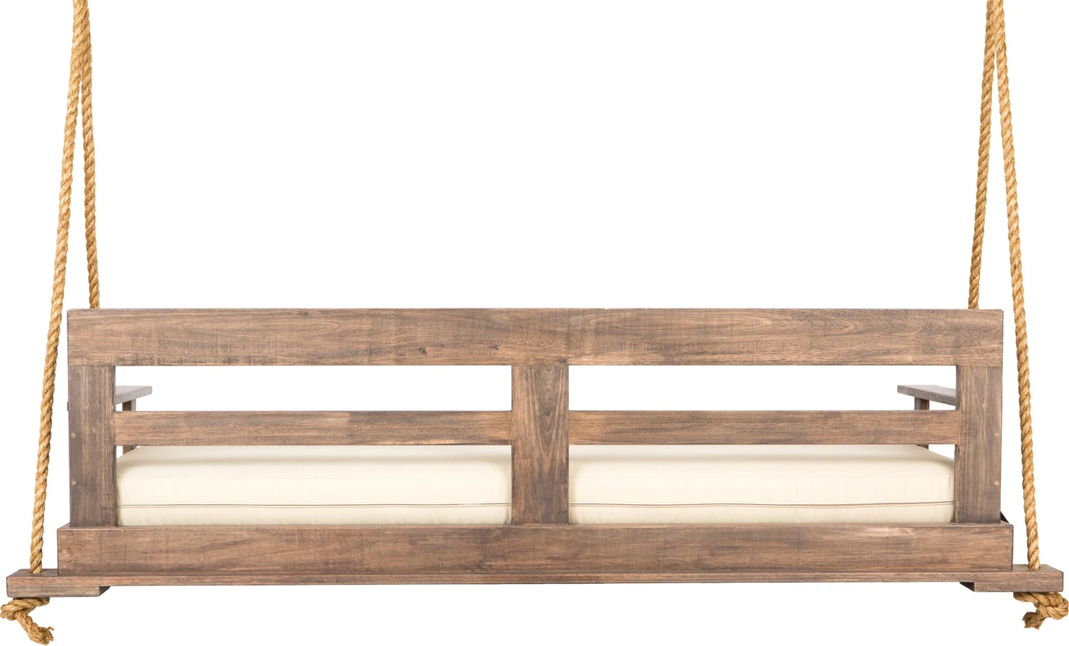 93" Porch Swing, Weathered Brown/ Cream 6 93" Porch Swing, Weathered Brown/ Cream - Image 4