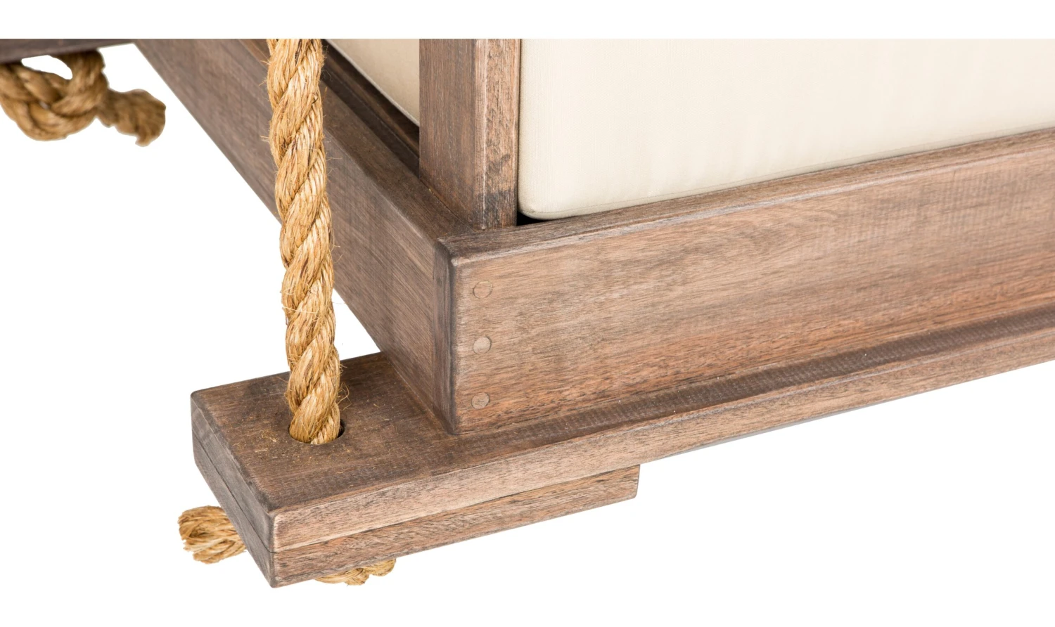 93" Porch Swing, Weathered Brown/ Cream 8 93" Porch Swing, Weathered Brown/ Cream - Image 6