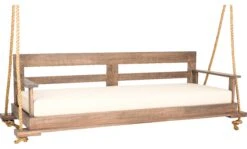 93" Porch Swing, Weathered Brown/ Cream