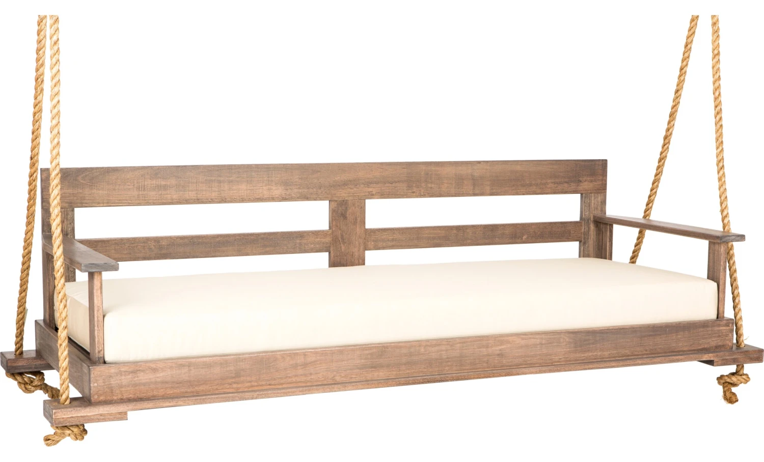 93" Porch Swing, Weathered Brown/ Cream 3 93" Porch Swing, Weathered Brown/ Cream