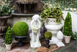 24" Garden Dog W/ Basket, White Moss -Outdoor Home Shop Product HQV10009 Image 2