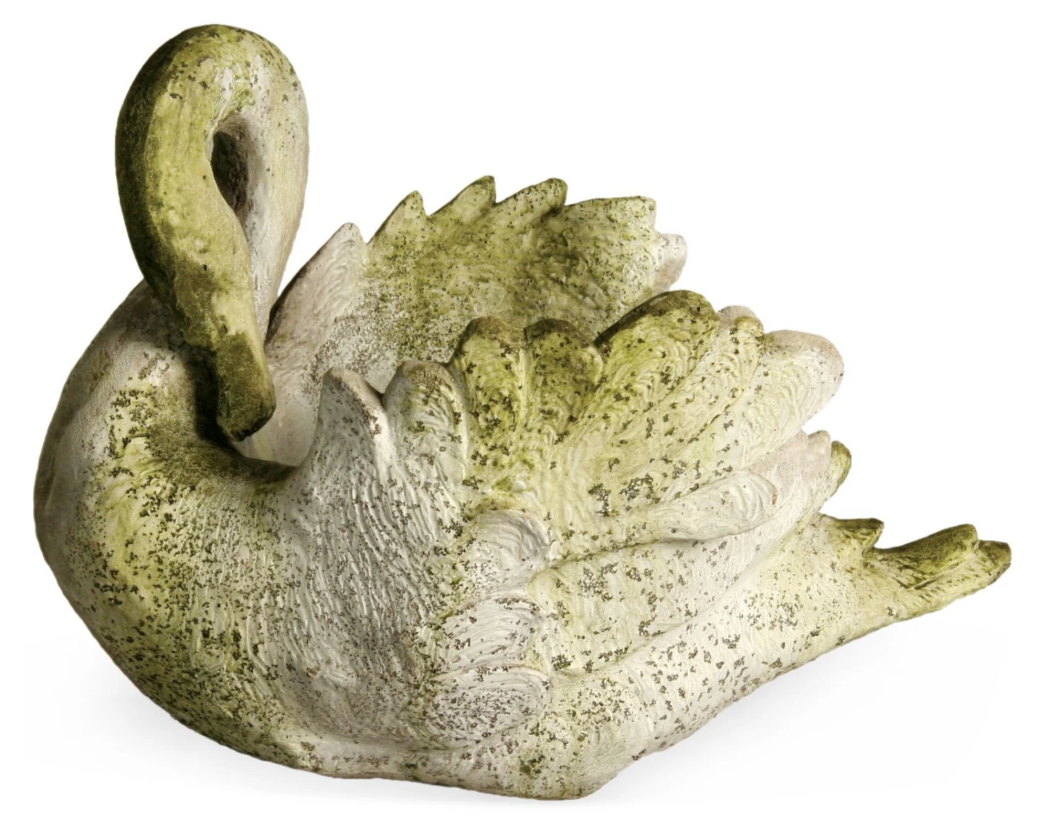 22" Swan Planter, White Moss 3 22" Swan Planter, White Moss