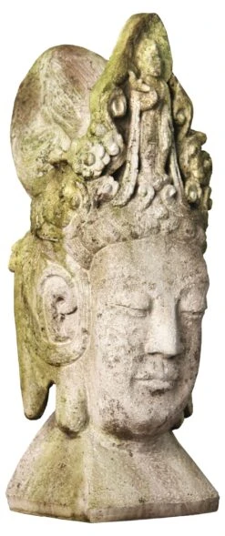 21" Buddha Head, White Moss