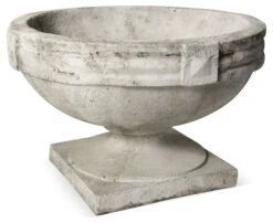 13" Sandy Banded Urn, Cathedral White