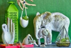 18" Bull Elephant & Calf, Antiqued Stone -Outdoor Home Shop Product HQV10393 Image 2 1