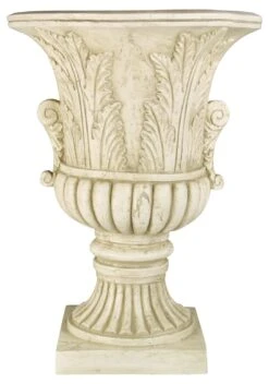 30" Acanthus-Leaf Urn, Cathedral White