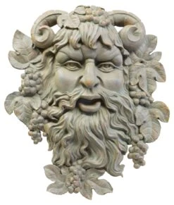 18" Bacchus Of Pisa Mask, Antiqued Stone