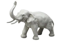 16" Charging Elephant, Antique Stone