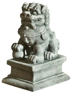8" Right Facing Temple Foo Dog, Gray