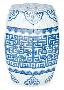 Geometric Garden Stool, Navy/White -Outdoor Home Shop Product LOA10031 Image 2