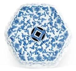 Geometric Garden Stool, Navy/White -Outdoor Home Shop Product LOA10031 Image 3