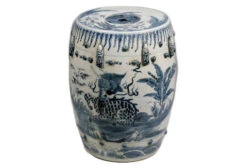 Kylin Garden Stool, Blue/White