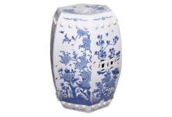 Floral Garden Stool, Blue/White